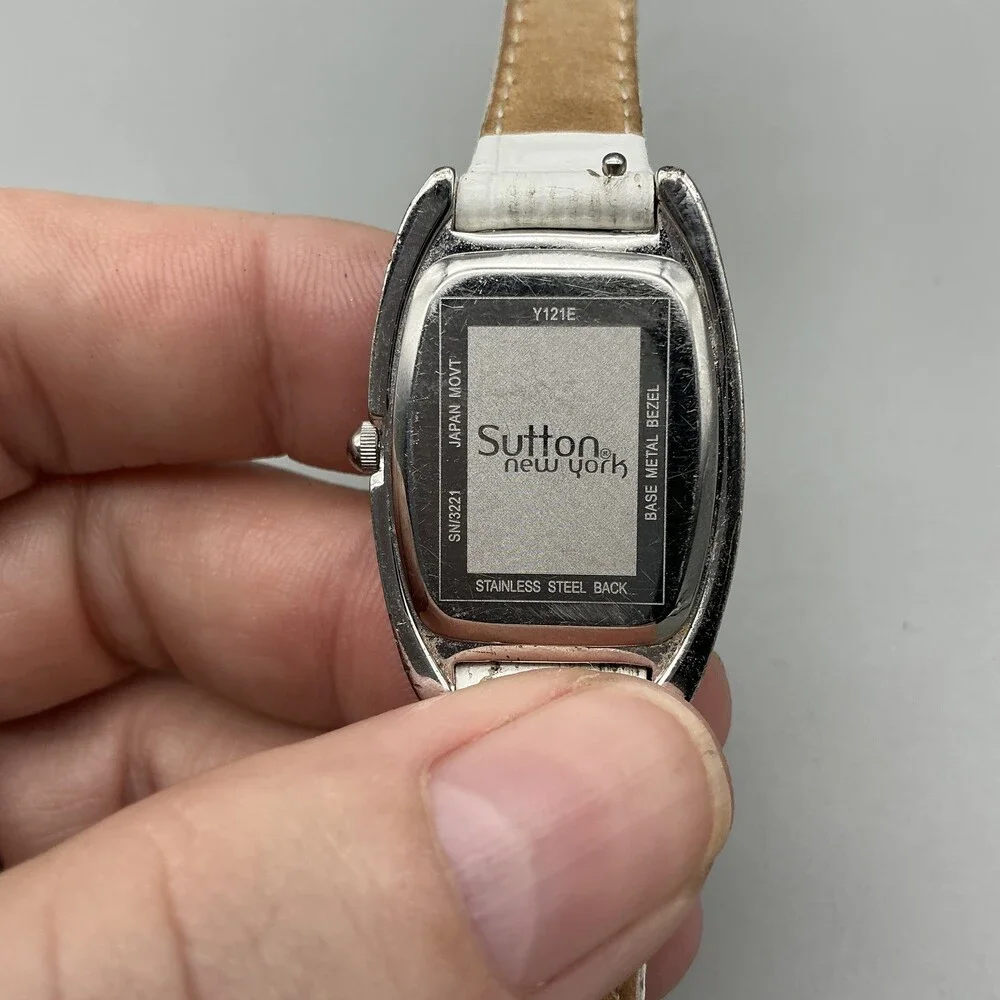 Sutton New York Womens Watch 23mm MOP Dial Crystals Leather Strap New Battery